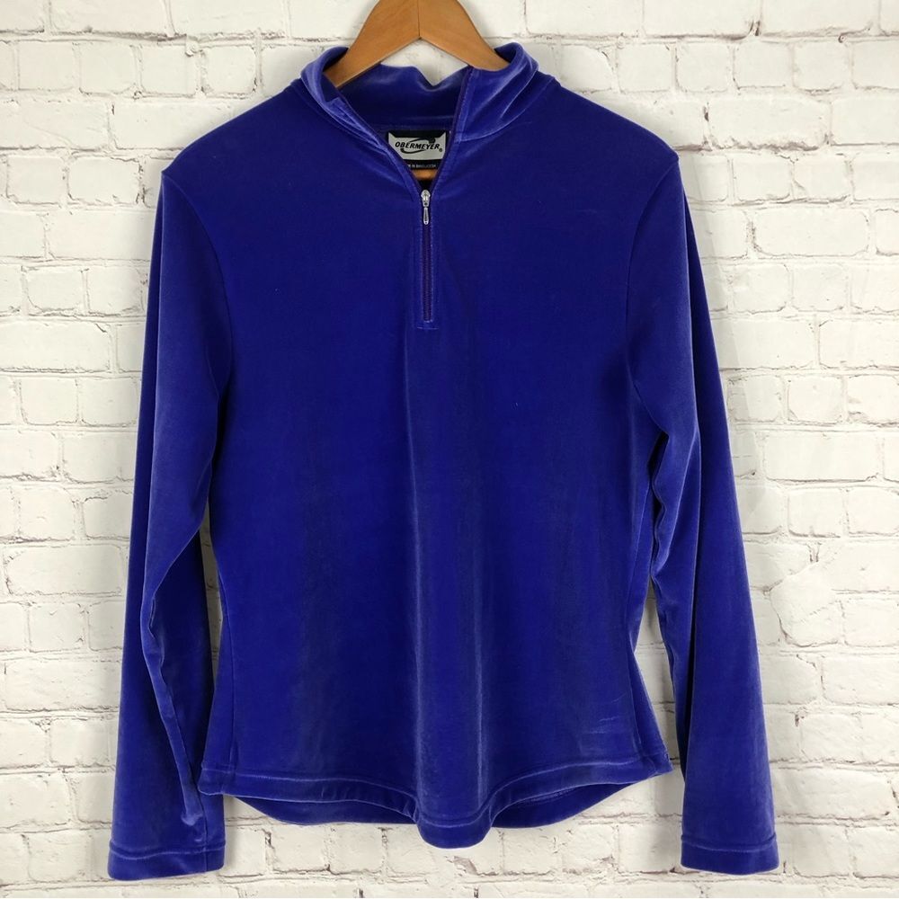 Obermeyer Velour Purple 1/4 Zip Pullover Women's Sz Medium